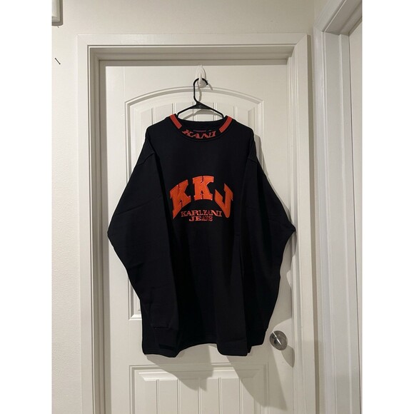 Vintage Kani Jeans Crewneck Pullover Sweatshirt 90s Embroidered Men’s Black 4X - Picture 5 of 11